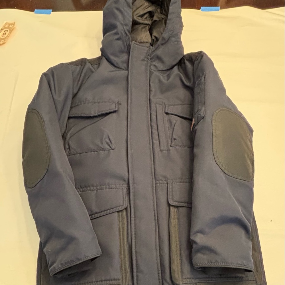 Zara Kids Navy Hooded Jacket with Elbow Patches